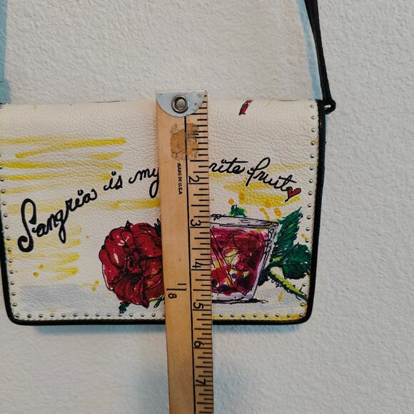 Brighton Favorite Fruit Sangria Wine Organizer Black Red Leather Crossbody Bag - Picture 8 of 14